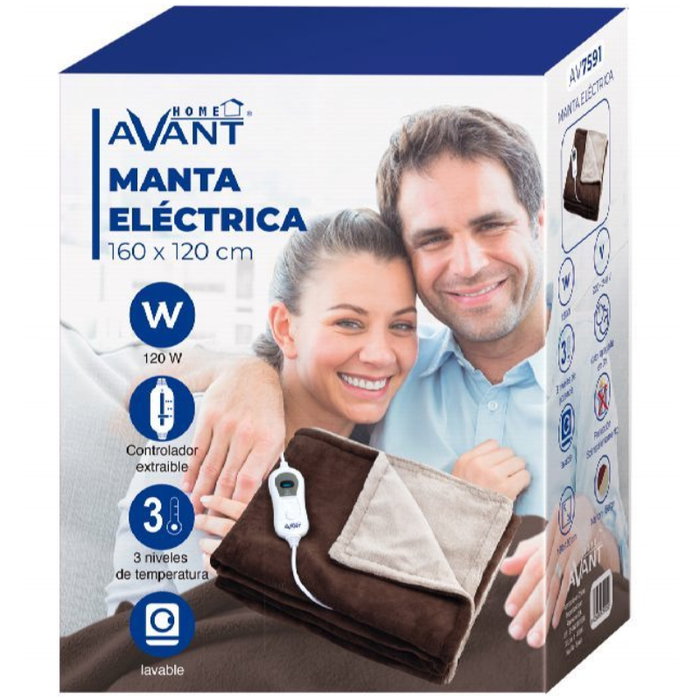 Avant Manta Eléctrica 120W 160x120cm Marrón Beige Avant Manta Eléctrica 120W 160x120cm Marrón Beige
